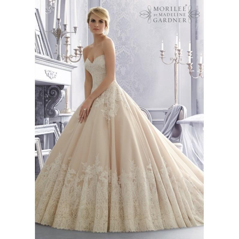 Mariage - Mori Lee 2674 Alencon Lace on Tulle Ball Gown Silhouette Strapless - Mori Lee Ball Gown Wedding Strapless, Sweetheart Long Dress - 2017 New Wedding Dresses