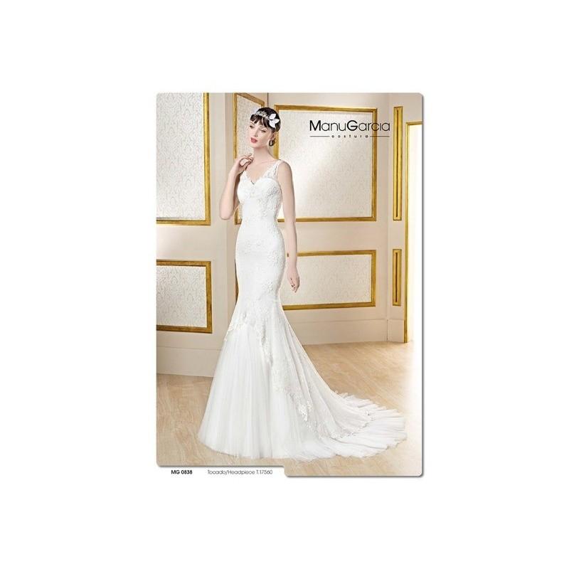 Wedding - Vestido de novia de Manu García Modelo MG0838 frente - 2017 Sirena Pico Vestido - Tienda nupcial con estilo del cordón