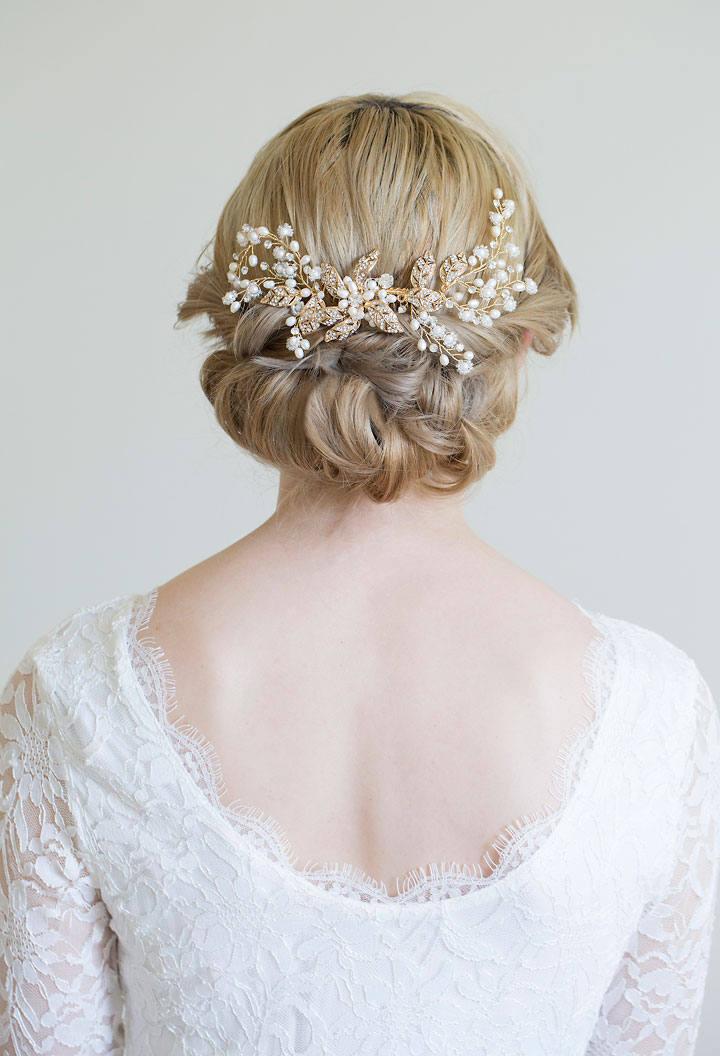 Wedding - Gold Hair Comb, Gold or Silver Hair Vine, Rose gold hair vine, Gold headpiece, Gold leaf comb, Rose gold comb