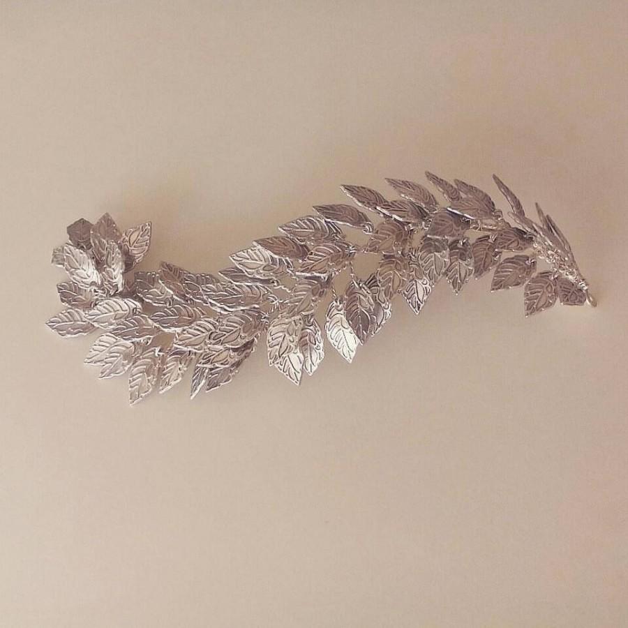 Hochzeit - Silver grecian headpiece, Bridal leaf hair piece, Greek wedding hair vine, Leaf bridal hairpiece, Wedding hair accessory,Leaf bridal comb