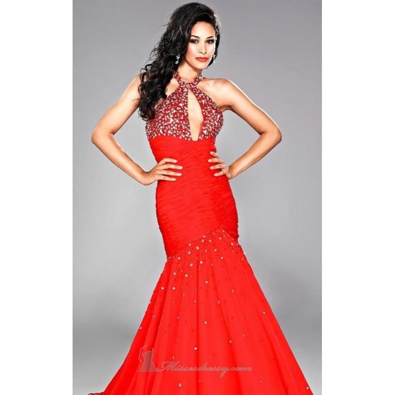 Mariage - Red Chiffon Dress by Landa Designs Signature Pageant - Color Your Classy Wardrobe