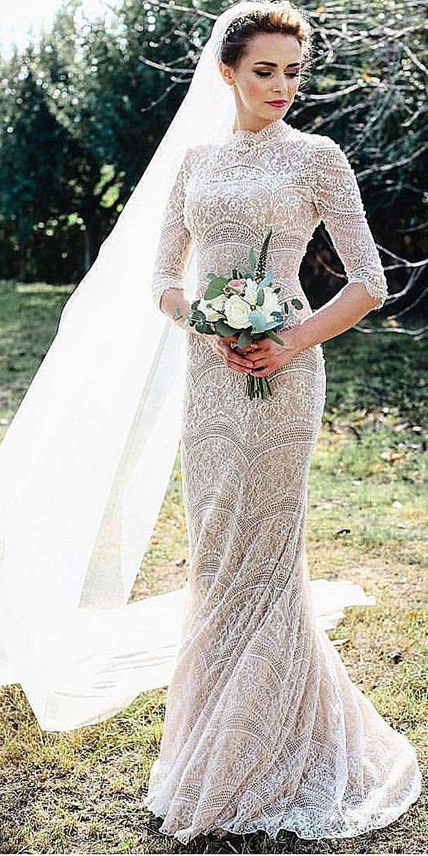Hochzeit - 24 Of The Most Gorgeous Lace Wedding Dresses With Sleeves