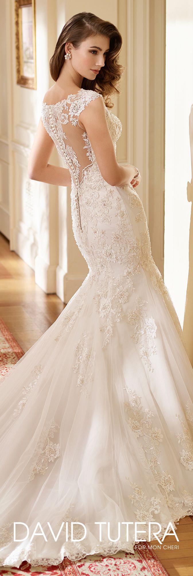 Mariage - Cap Sleeve Lace And Tulle Trumpet Wedding Dress- 217219 Hazel