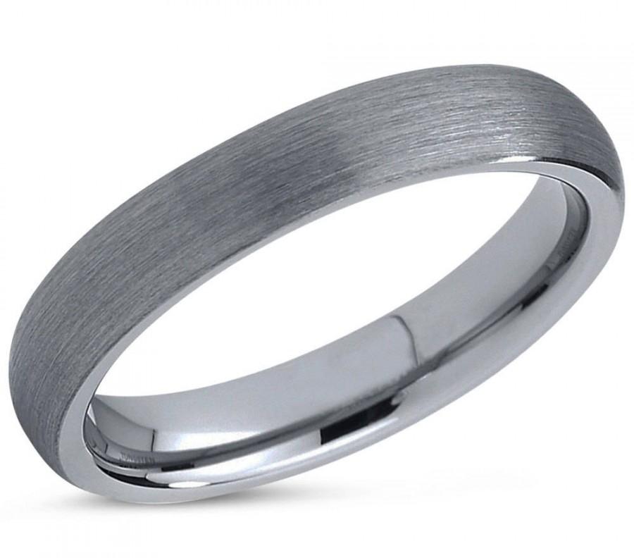 Wedding - Brushed Tungsten Ring,Tungsten Wedding Band,Tungsten Wedding Ring,Brushed 4mm Tungsten Band,Comfort Fit,Anniversary Ring,Engagement Band,Set
