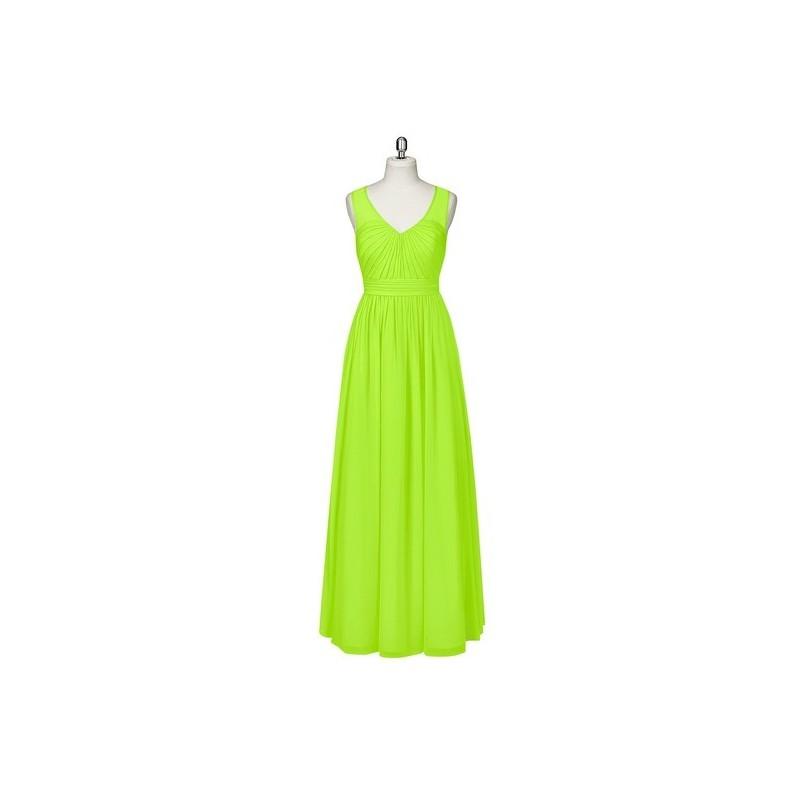Mariage - Lime_green Azazie Raquel - V Neck Chiffon Illusion Floor Length Dress - Charming Bridesmaids Store