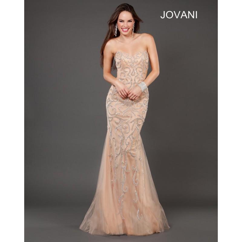 زفاف - Classical Buy Jovani Trumpet Prom Gown With Swirly Beaded Design 72651 New Arrival - Bonny Evening Dresses Online 