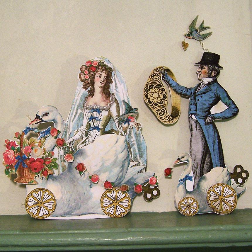 زفاف - Digital Bridal Shower Decoration - Wedding Paper Doll - INSTANT Download - Bride, Groom And Dogs Vintage Art For Paper Crafting MA12M