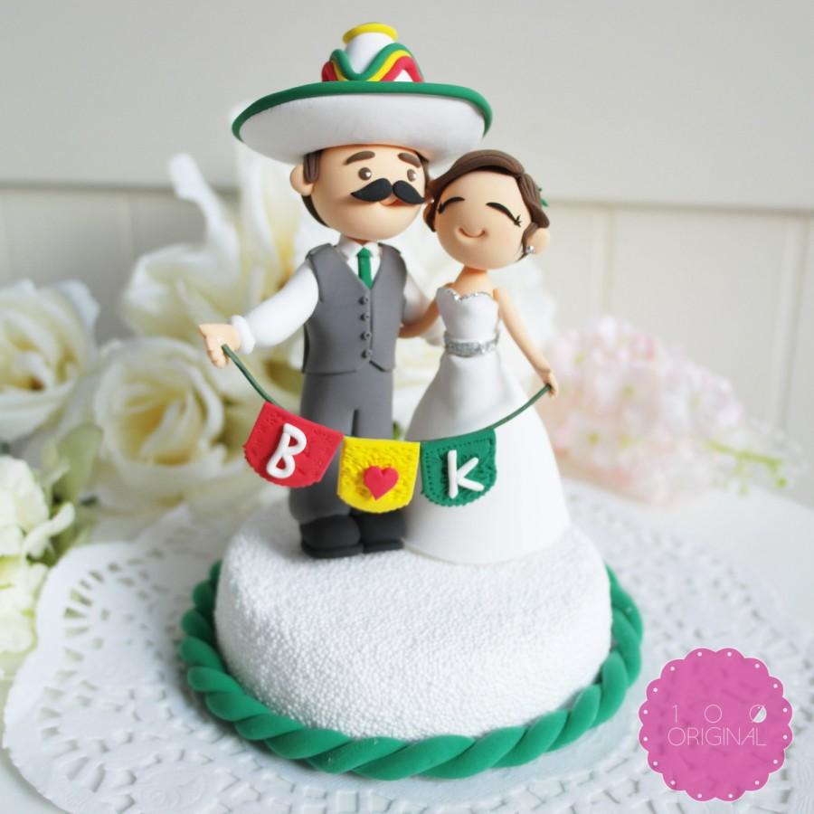 Hochzeit - Custom Cake Topper- Mexican Fiesta Theme Couple