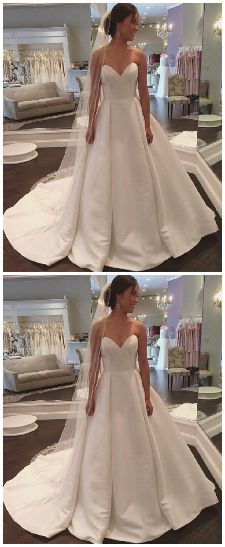 زفاف - Wedding Dresses, Wedding Gown,White Sweetheart Satin Wedding Dress Simple And Claasic Formal Gowns Women Party Dresses From Mfprom