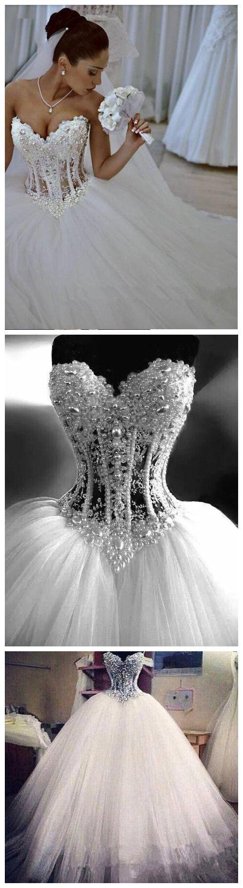 Свадьба - Elegant Sweetheart Sleeveless Tulle Wedding Dress With Appliques Beadings Wedding Dresses Bridal Gowns From BallaDresses