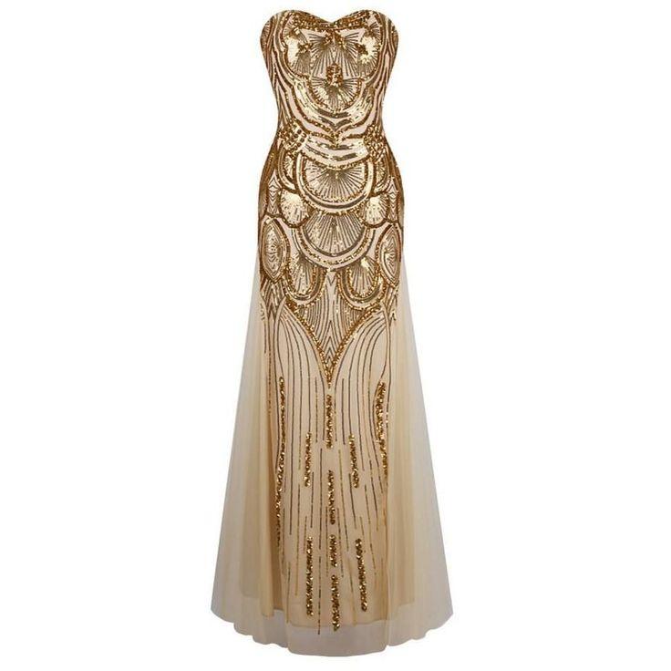 Mariage - Sexy Golden Sequins Dress Evening Dress