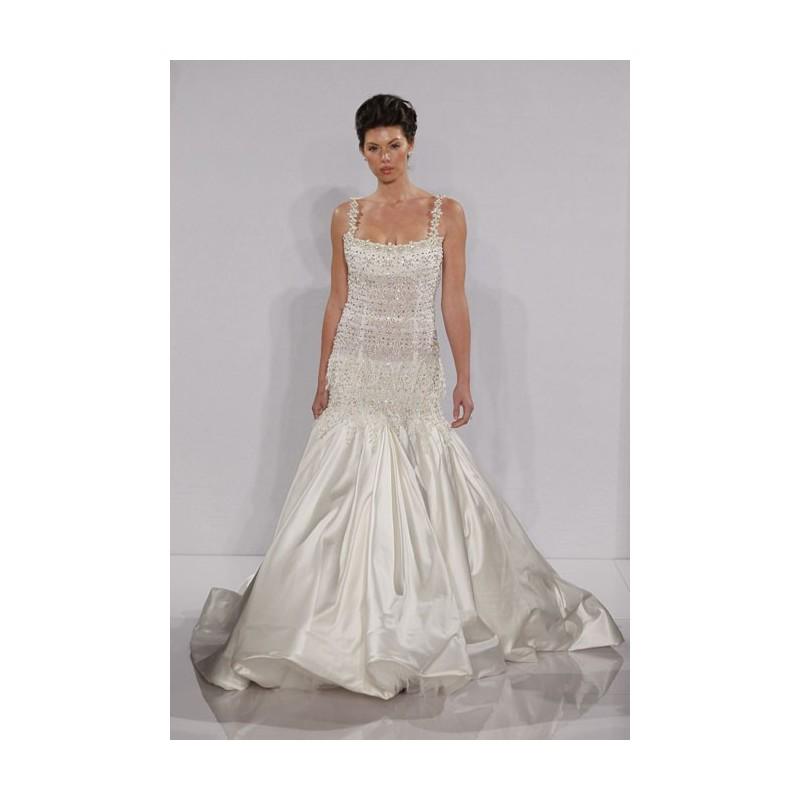 زفاف - Pnina Tornai - Fall 2012 - Sleeveless Beaded Satin Mermaid Wedding Dress with a Scoop Neckline - Stunning Cheap Wedding Dresses