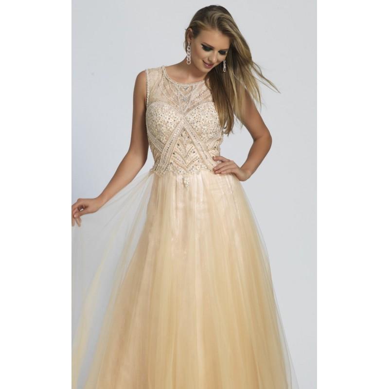 زفاف - Blush Beaded Lace Ball Gown by Dave and Johnny - Color Your Classy Wardrobe