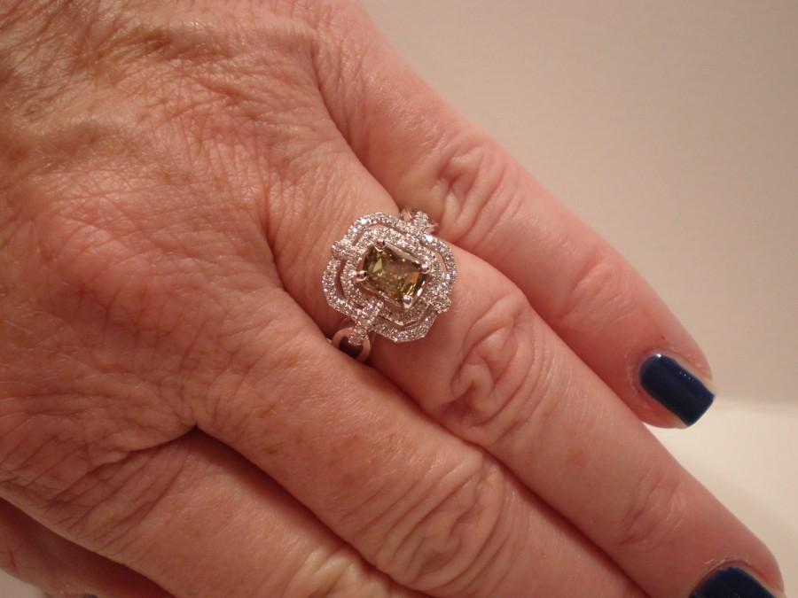 زفاف - SALE - Lovely Cushion-Cut Champagne Diamond ring Engagement ring gift Wedding Right Hand cocktail ring anniversary ring