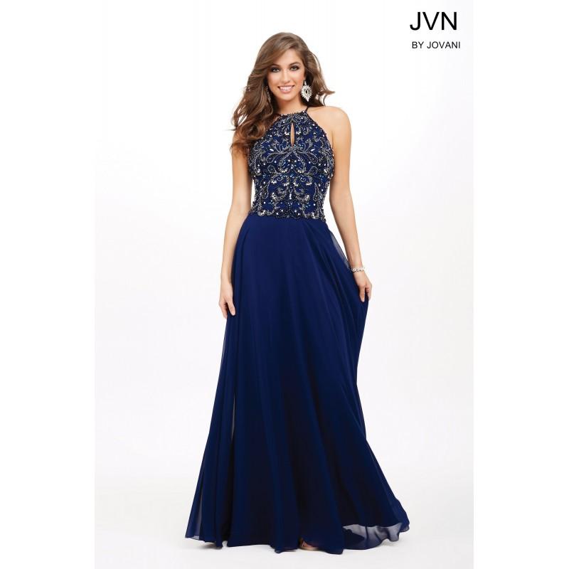 زفاف - Jovani Halter Chiffon Long Dress JVN33700 -  Designer Wedding Dresses