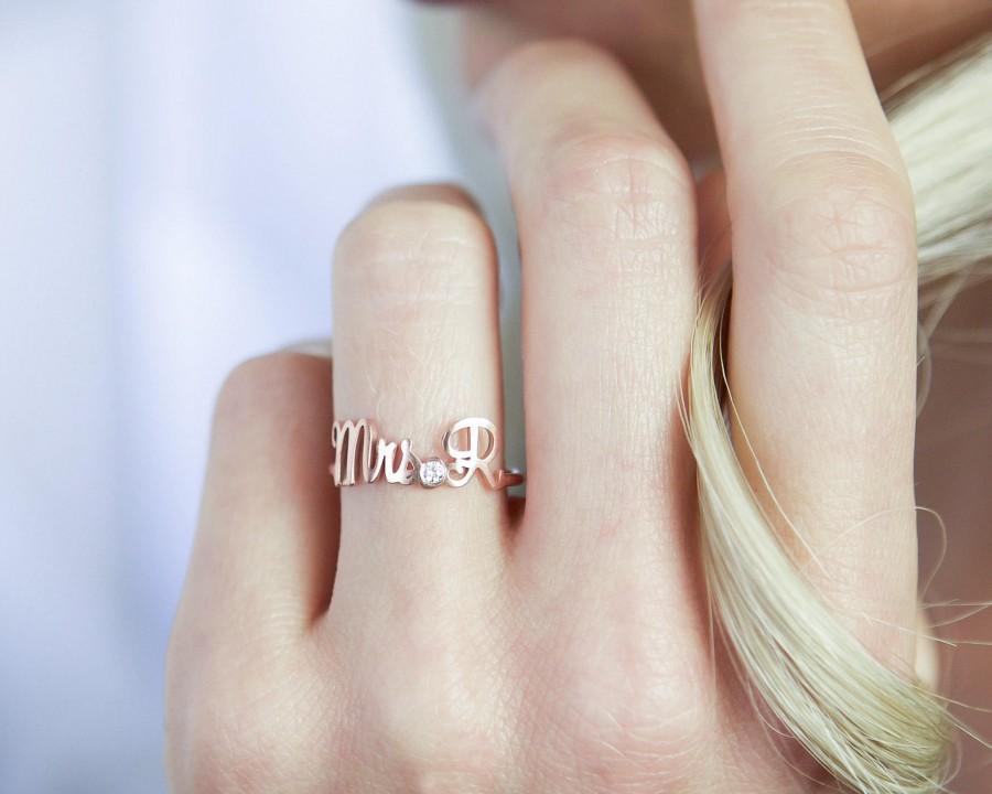 Свадьба - Custom Engagement Ring • Custom Name Ring with Birthstone • Future Mrs Initials Ring • Wedding Jewelry • Gemstone Wedding Ring • RM39F50