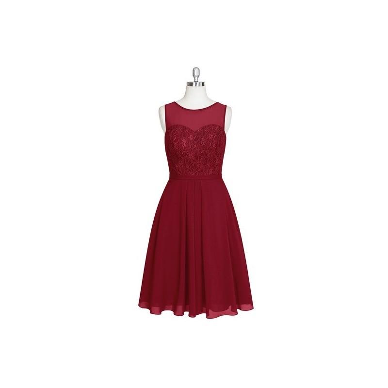 Wedding - Burgundy Azazie Willow - Chiffon And Lace Back Zip Knee Length Sweetheart - Cheap Gorgeous Bridesmaids Store