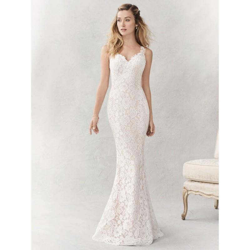 Hochzeit - Ella Rosa Spring/Summer 2017 BE356 Chapel Train Straps Sleeveless Sheath Sweet Ivory Appliques Lace Wedding Gown - 2017 Spring Trends Dresses