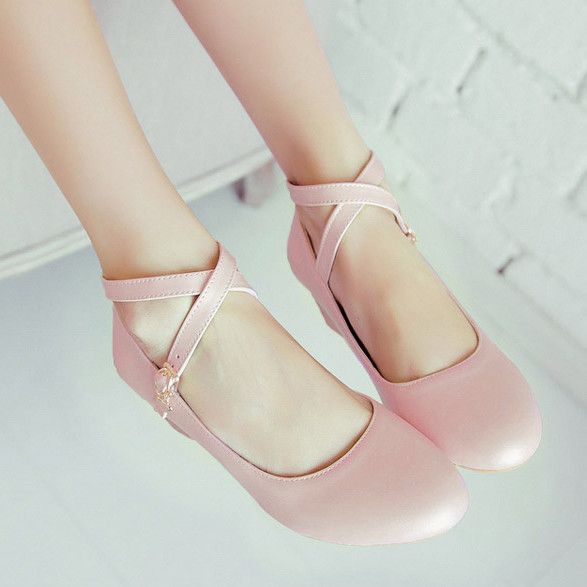 زفاف - Korean Ballet Cross Low Heels Shoes SD00489