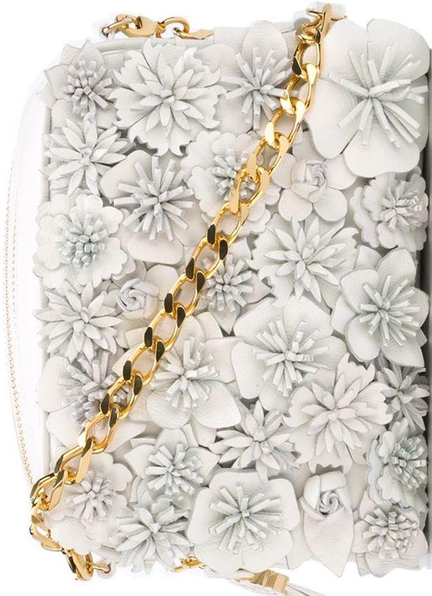 زفاف - Moncler White Floral Design Crossbody Bag