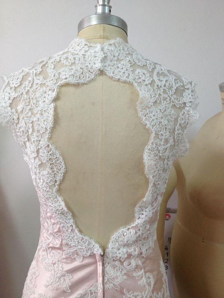 زفاف - All Lace Open Low Keyhole Back (brand New Never Worn) Rose Size 2/4 Wedding Dress