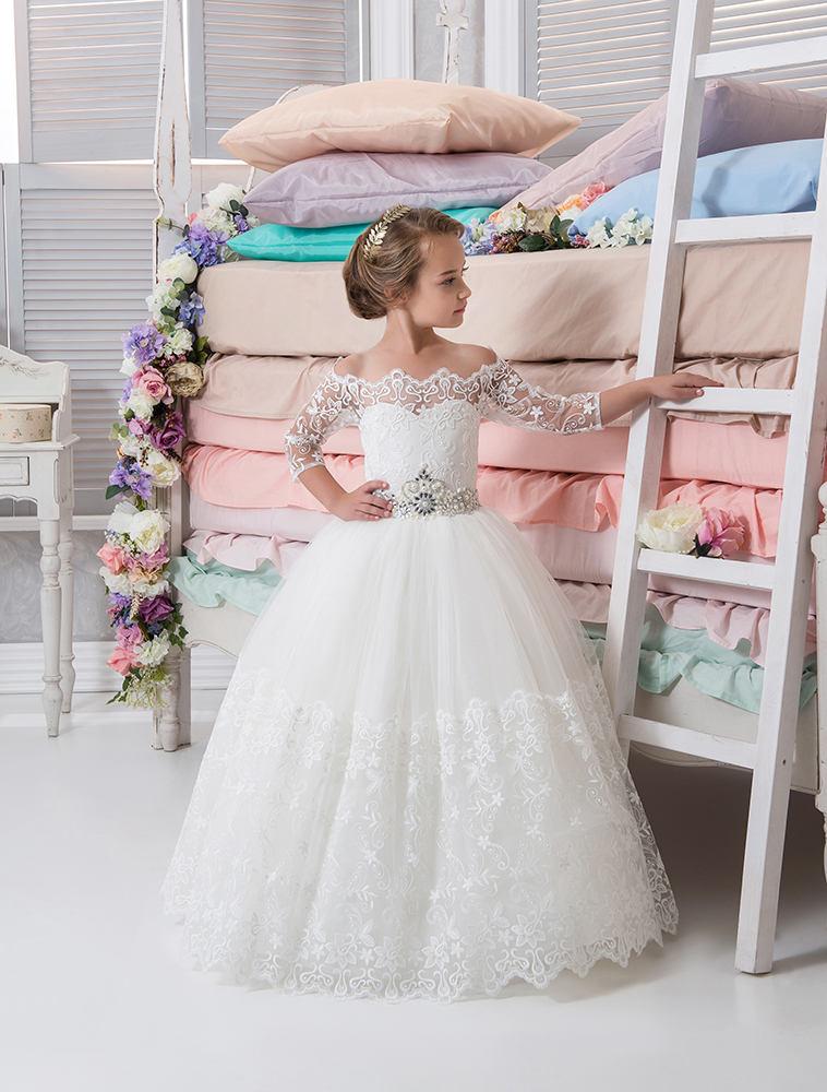 زفاف - Ivory Flower Girl Dress • White Flower Girl Dress • Birthday • Wedding Party • Holiday • Princess Dress • Tulle Gown • Fairy Princess Gown