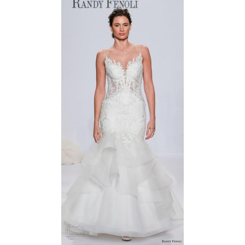 Hochzeit - Randy Fenoli Spring/Summer 2018 Embroidery Lace Chapel Train Sweet Ivory Mermaid Sleeveless Illusion Bridal Gown - Customize Your Prom Dress