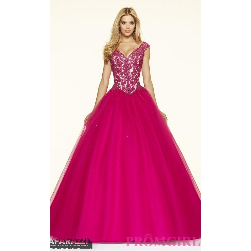 Mariage - Long V-Neck Open Back Ball Gown Style Mori Lee Prom Dress - Brand Prom Dresses