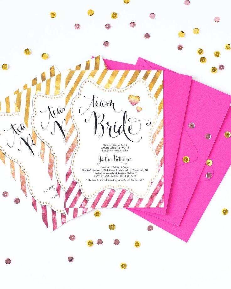 Mariage - "Jaclyn" Pink Gold Ombre Striped Bachelorette Party Invitation