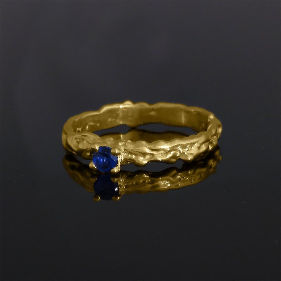 زفاف - Sapphire engagement ring, Sapphire yellow gold ring, Blue promise ring, Women's sapphire ring, Sapphire solitaire engagement ring