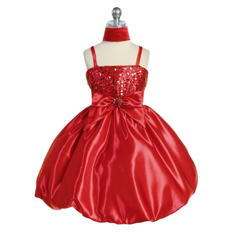 زفاف - Red Sequins Dress on Satin w/Shawl Style: D3970 - Charming Wedding Party Dresses