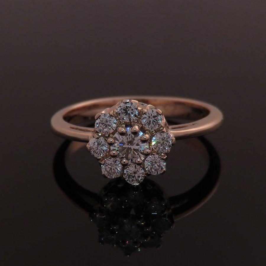 زفاف - Engagement ring, Rose gold engagement ring,  Diamond engagement ring, Vintage style engagement ring, Classic engagement ring, Cluster ring