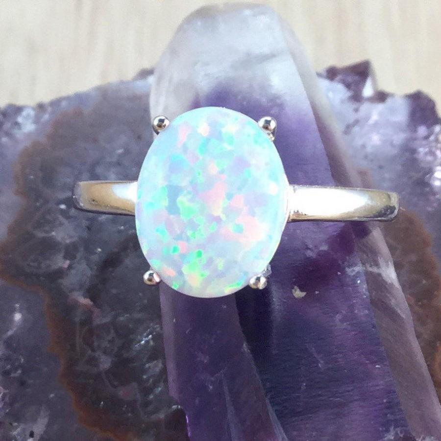 زفاف - Sterling Silver Opal Ring FAST Shipping FREE Gift Box Alternative Bride Opal Engagement Ring Promise Ring Anniversary Gift for Wife Everyday