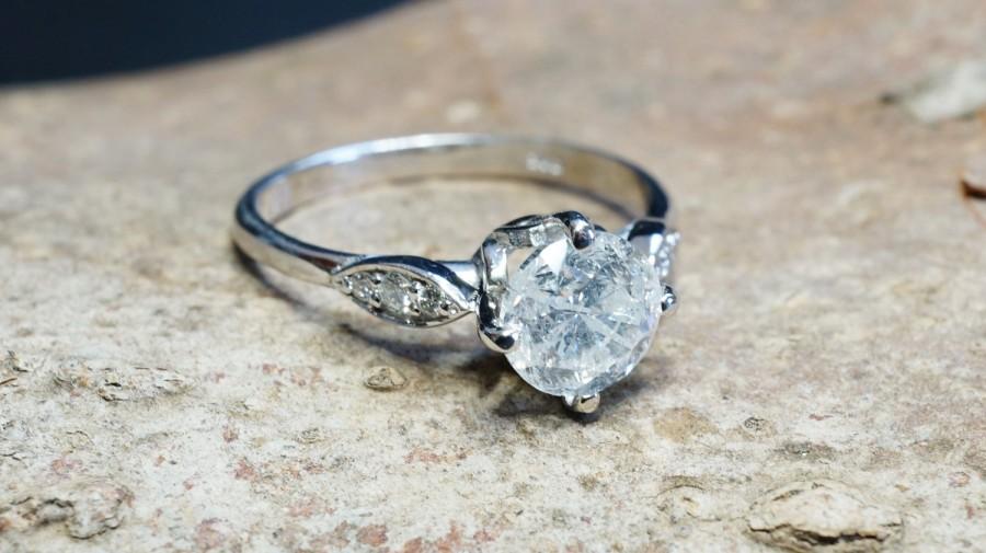 Hochzeit - ON SALE!!! 1 ct Diamond Engagement Ring - White Gold Engagement Ring - Engagement Ring,Promise ring-Bridal ring-Art deco engagement ring