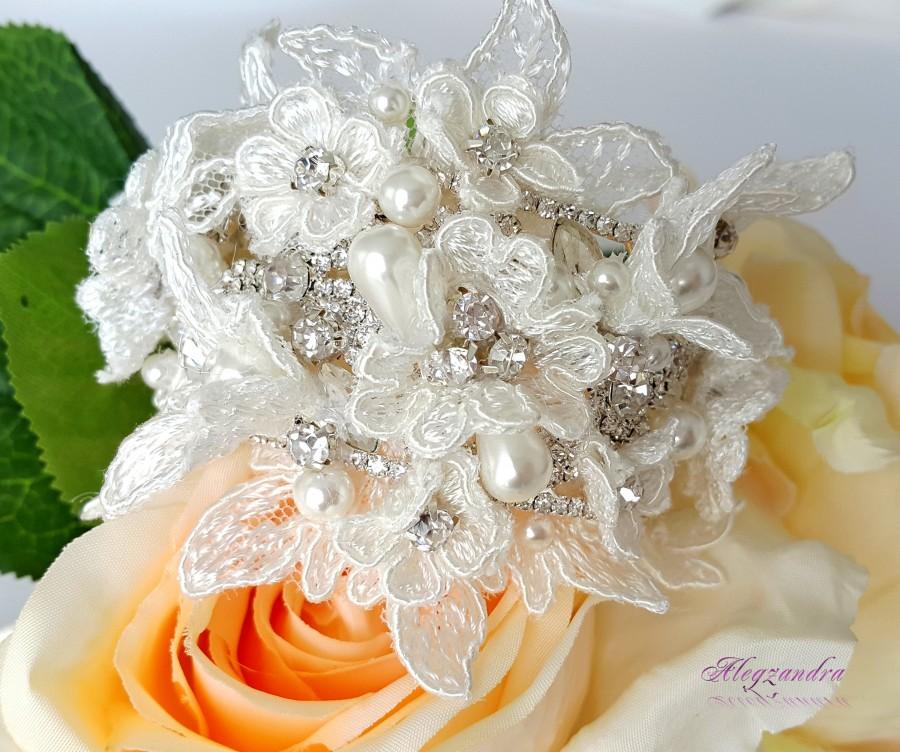 زفاف - Bridal Cuff Bracelet, French Lace Pearls and Crystals Cuff Bracelet ,Bridal Cuff Jewelry, Carellya Bridal Cuff, Wedding Cuff, - $78.99 USD