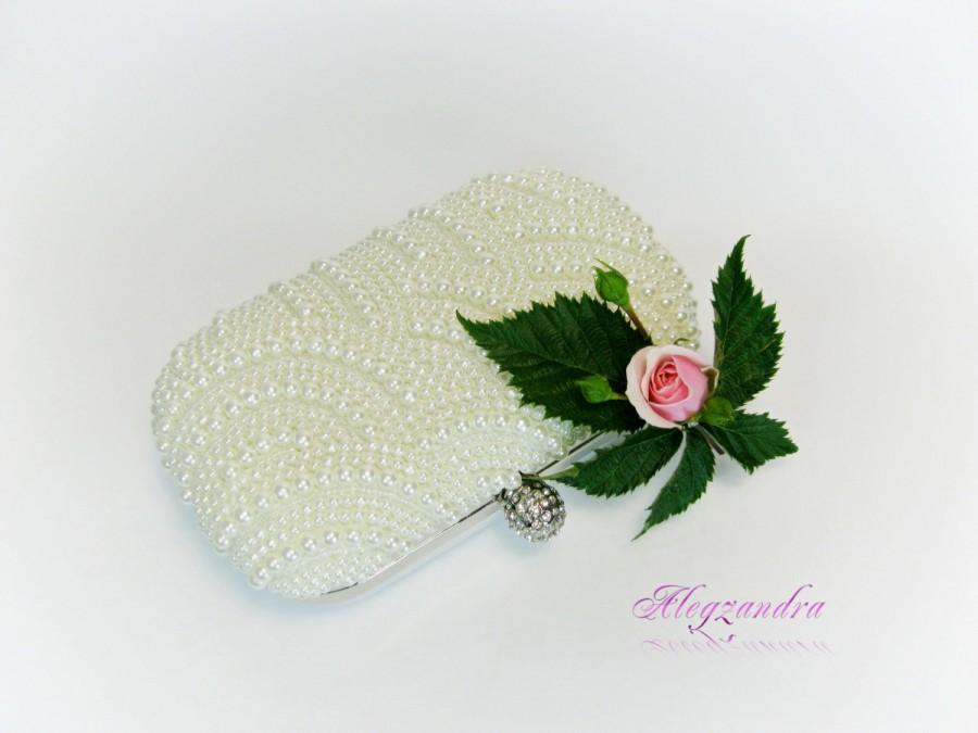 زفاف - Bridal Pearl Clutch Bag, Wedding Pearl Purse, - $94.99 USD
