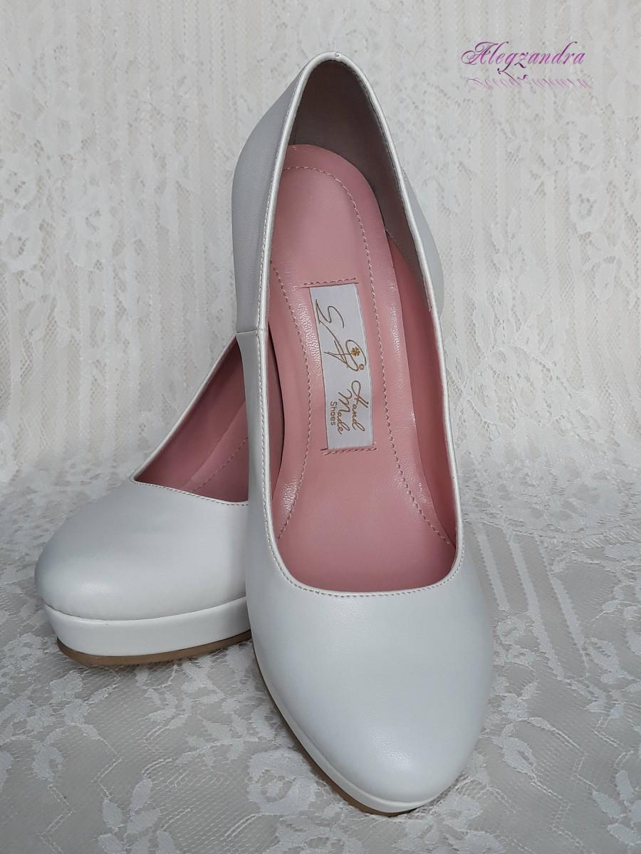 زفاف - White Platform Wedding Shoes, White Bridal Shoes,White Platform Wedding Shoes,Bridesmaid Shoes,Luxury Handmade Wedding Shoes, Prom Shoes - $74.99 USD