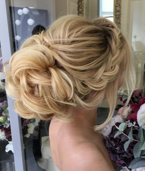 Hochzeit - Side Braided Loose Bun Wedding Hairstyle