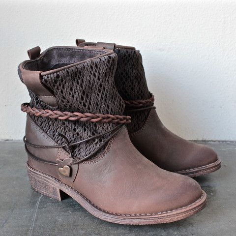 زفاف - Coolway - Bring Leather Knit Sweater Cuff Ankle Boots (more Colors)