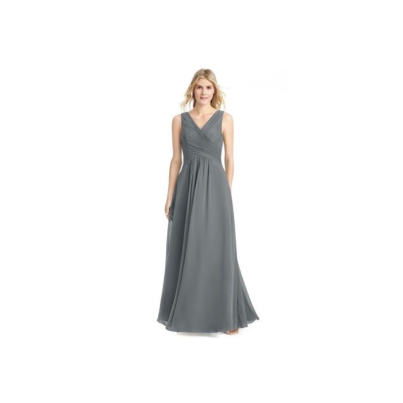 زفاف - Steel_grey Azazie Flora - V Back Floor Length V Neck Chiffon Dress - Cheap Gorgeous Bridesmaids Store