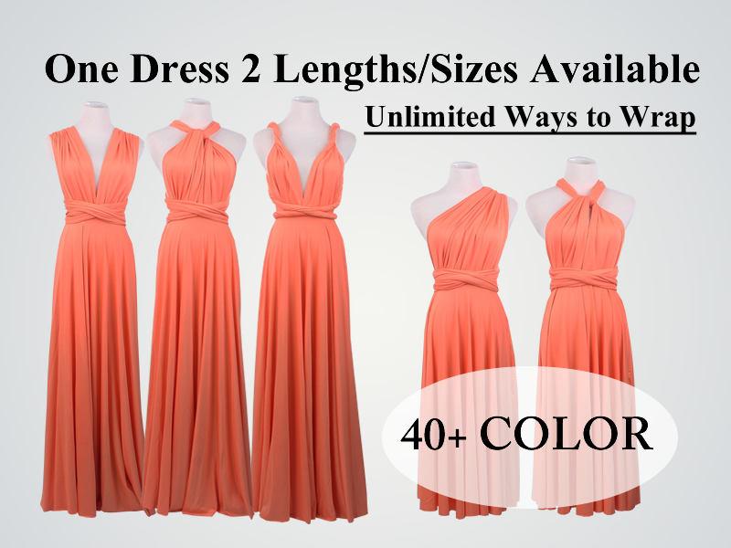 Mariage - Coral Bridesmaid Dress,convertible Bridesmaid Dress,Coral Dress,infinity dress long,convertible dress,infinity dress short bridesmaid dress