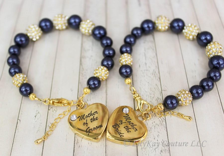 Mariage - Mother of the Bride Gift Mother of the Groom Gold Mother of the Bride Bracelet Gold Bracelet MOB MOG Charm Bracelet Gold MOB Mother in Law