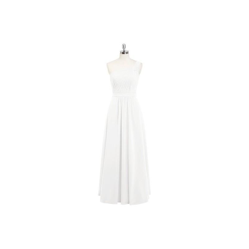 Wedding - Ivory Azazie Hermoine - Chiffon Floor Length Strap Detail One Shoulder Dress - Cheap Gorgeous Bridesmaids Store