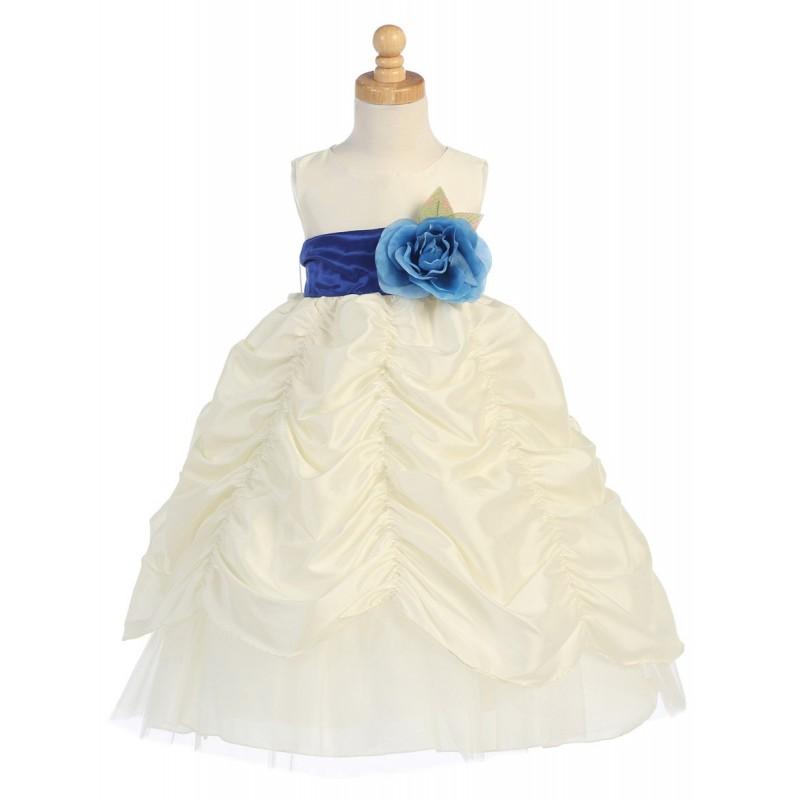 زفاف - Blossom Ivory Taffeta Dress w/ Shirred Skirt and Detachable Sash & Flower Style: BL216 - Charming Wedding Party Dresses