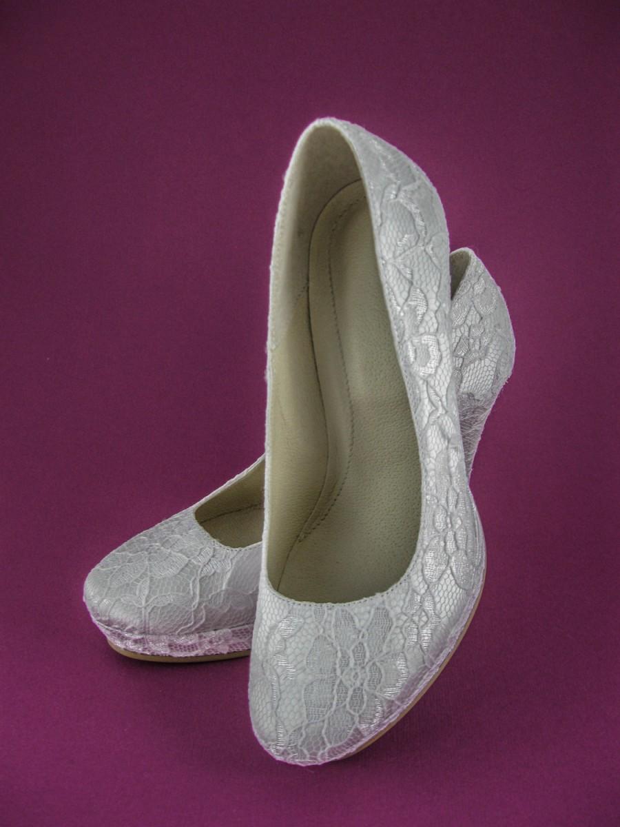 زفاف - Handmade Wedding Lace Shoes, Bridal Shoes, Bridesmaid Shoes, Ivory Wedding Shoes, White Wedding Shoes, Prom Shoes, Evening Shoes