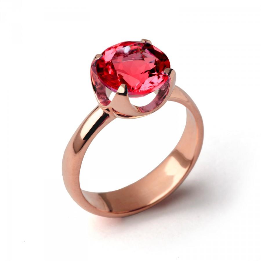 زفاف - CUP Ruby Engagement Ring, Rose Gold Ruby Ring, Ruby Promise Ring, Large Ruby Ring, Rose Gold Statement Ring, Ruby Solitaire Ring