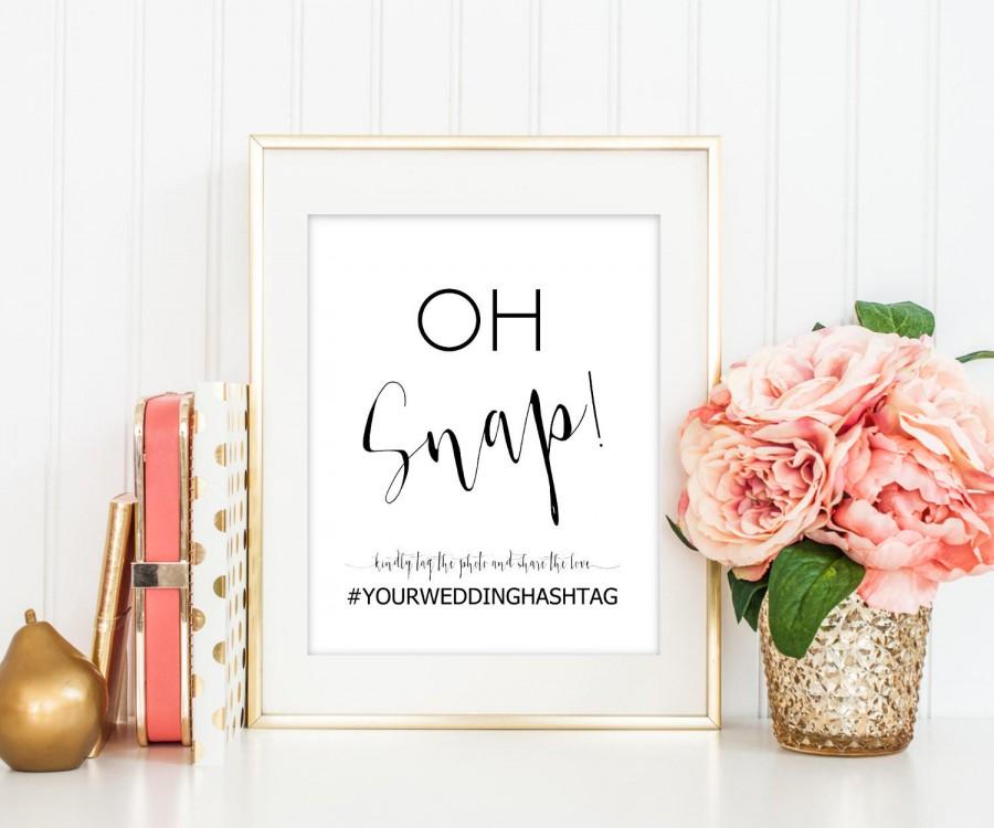 Hochzeit - SALE Oh Snap Wedding Sign, Hashtag sign, Instagram sign, social media sign, Editable sign template, Wedding Sign Printable, Reception Sign