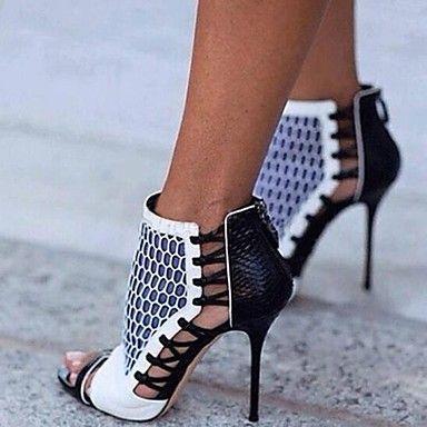 زفاف - Women's Shoes Leather Stiletto Heel Peep Toe Sandals Dress