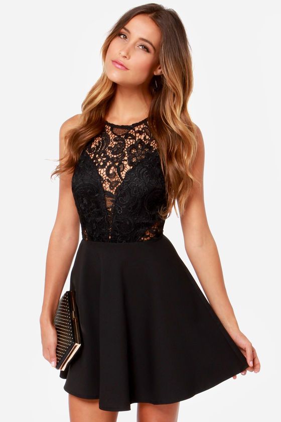 زفاف - In The Swoon-light Black Lace Dress