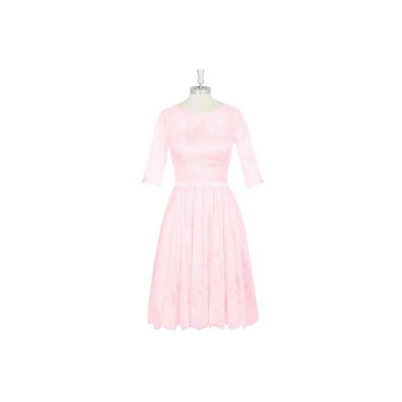 زفاف - Blushing_pink Azazie Antonia - Illusion Knee Length Scoop Charmeuse And Lace Dress - Cheap Gorgeous Bridesmaids Store